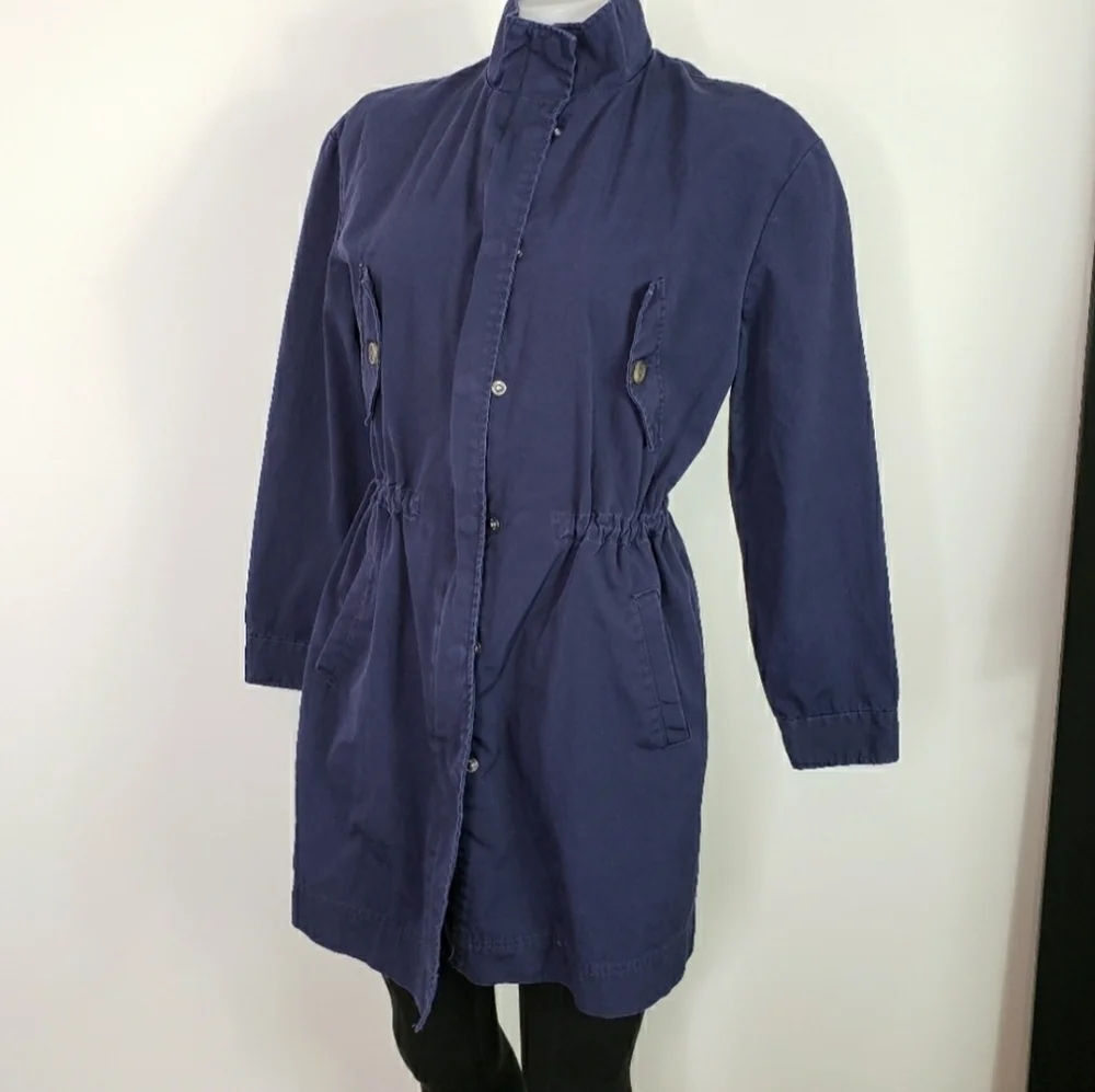 POPSUGAR Drop-Shoulder Anorak Jacket Navy blue drawstring waist - Picture 2 of 11
